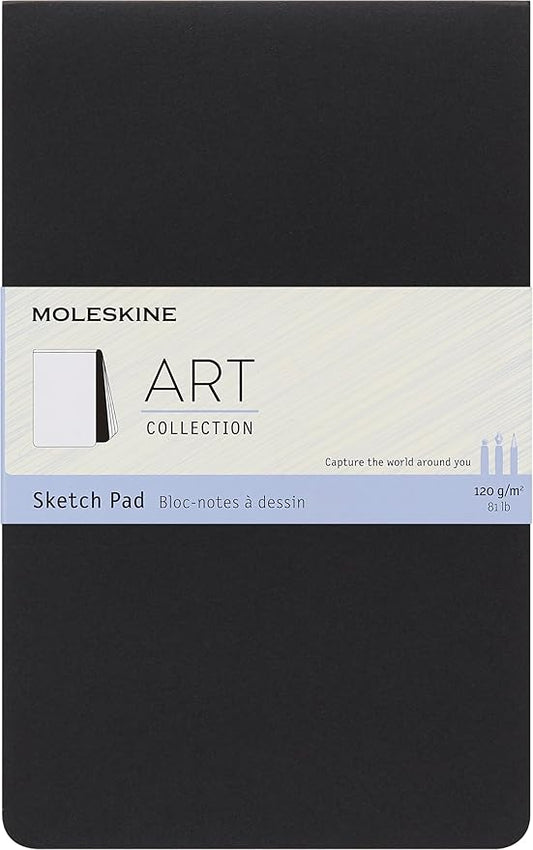 Moleskine Art Sketch Pad, Soft Cover, Large (5" x 8.25") Plain/Blank, Black, 48 Pages