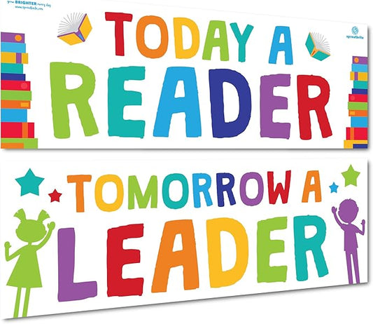 Sproutbrite Classroom Decorations - Reading Banner and Poster for Teachers - Bulletin Board and Wall Decor for Pre School, Elementary and Middle School