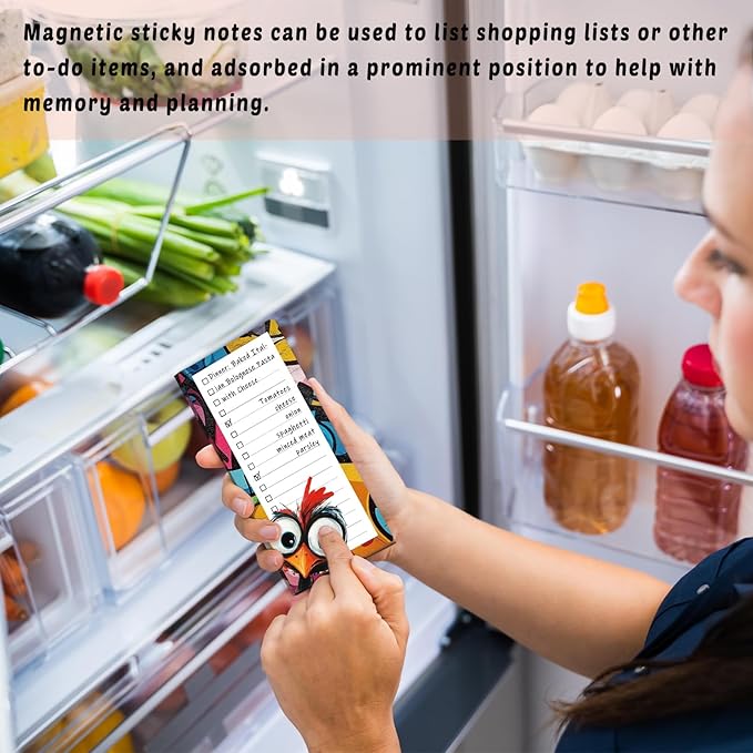 Tlenpo Magnetic Notepad for Fridge, 6 Pack Magnetic Grocery List Pads, 31 Sheets, 100gsm Acid-Free Paper, Full Magnetic Back, Doodle-Themed To Do & Shopping List Notepads