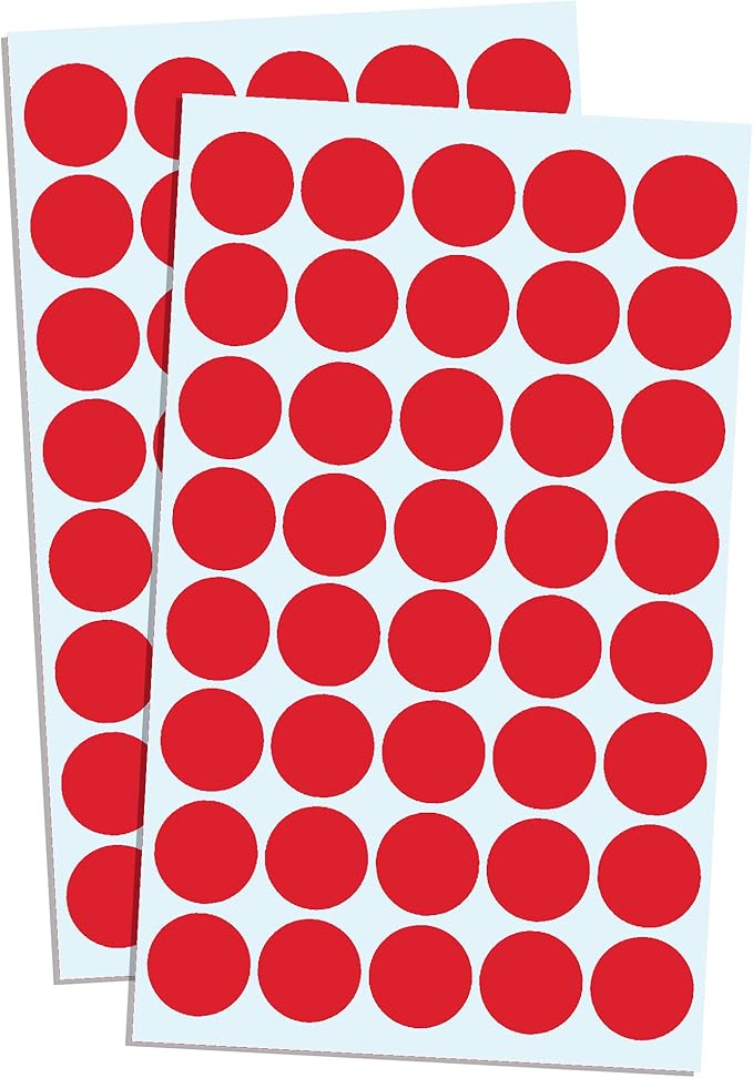 2000 Pack, 3/4" Round Dot Stickers Circle Labels - Red