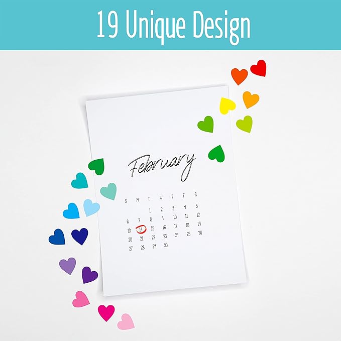 1810 PCS Heart-Shaped Stickers, 19 Designs Self-Adhesive Love Decorative Labels in Gradient Color, Use for Valentine's Day, Holiday, Gifts, Wedding, Anniversary, Award Charts (0.5" Each, 10 Sheets)