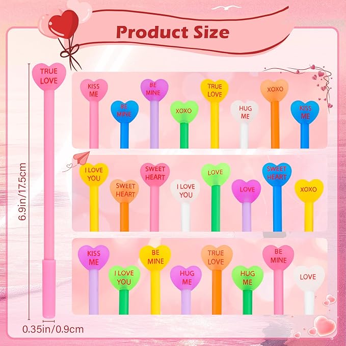 LiYiQ 100 Pcs Valentine's Day Conversation Gel Ink Pen Fun Pens Bulk Kawaii Be Mine Kiss Me Love Conversation Cute Pens for Office Home Student Present