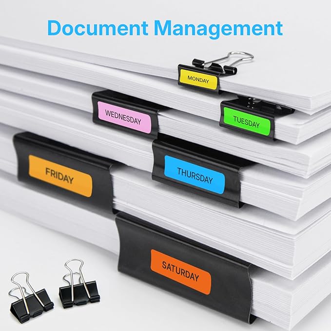 OWLKELA 100 Pcs Paper Binder Clip, Black Binder Clips, Metal Paper Clamps, Assorted Sizes, Ideal for Office, Home and School Supplies