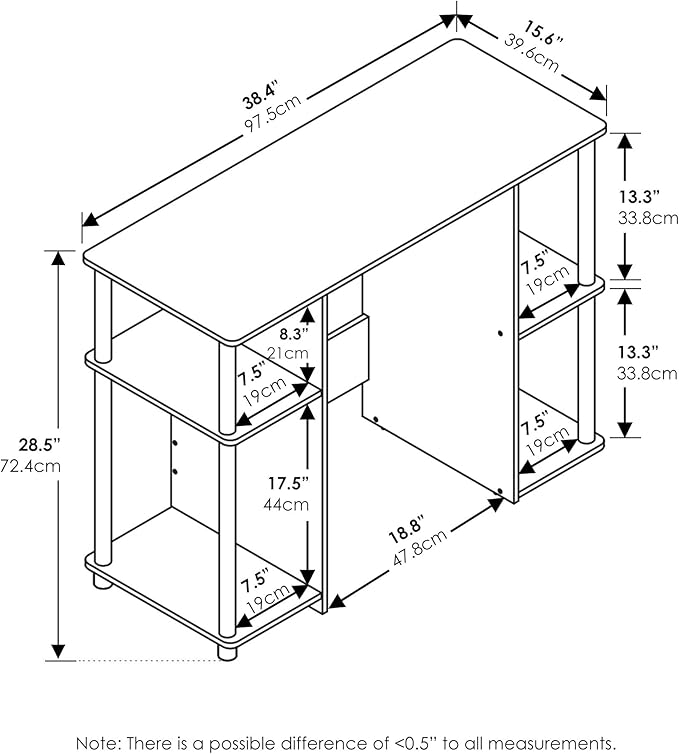 Furinno Jaya Computer Study Desk, Americano/Stainless Steel