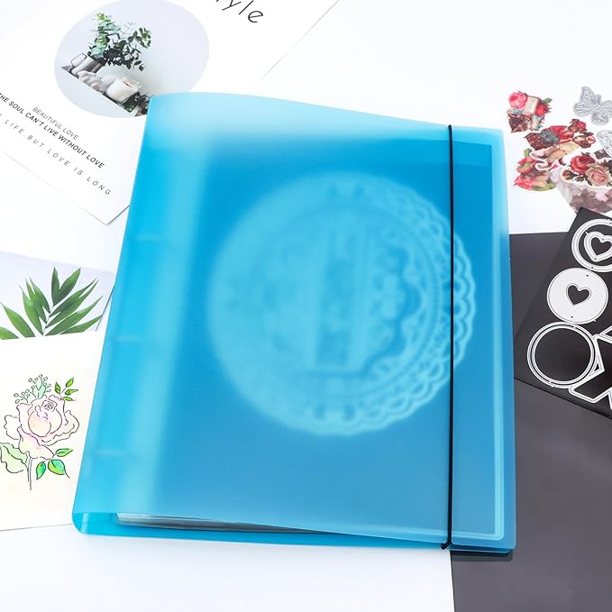 A4 4-Holes Round Ring View Binders Plastic Cover, Refillable Notebook Journal Binder File Folder, Loose Leaf Sheet Protector/DIY Scrapbooking/Binder Cover Protector (Blue)