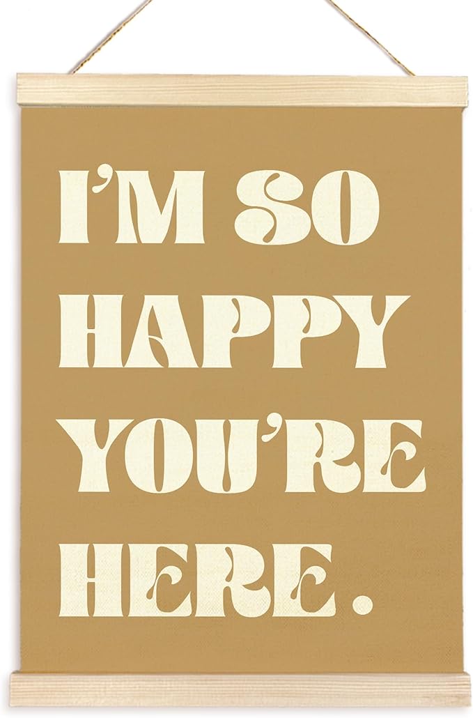 TAEDIN Boho Classroom Wall Art Poster Hanger Frame - Yellow Nursery Wall Art with Wood Frames, Inspirational Wall Hanging Decor for Baby Kids Room School Home Bedroom, 12x16 Inches