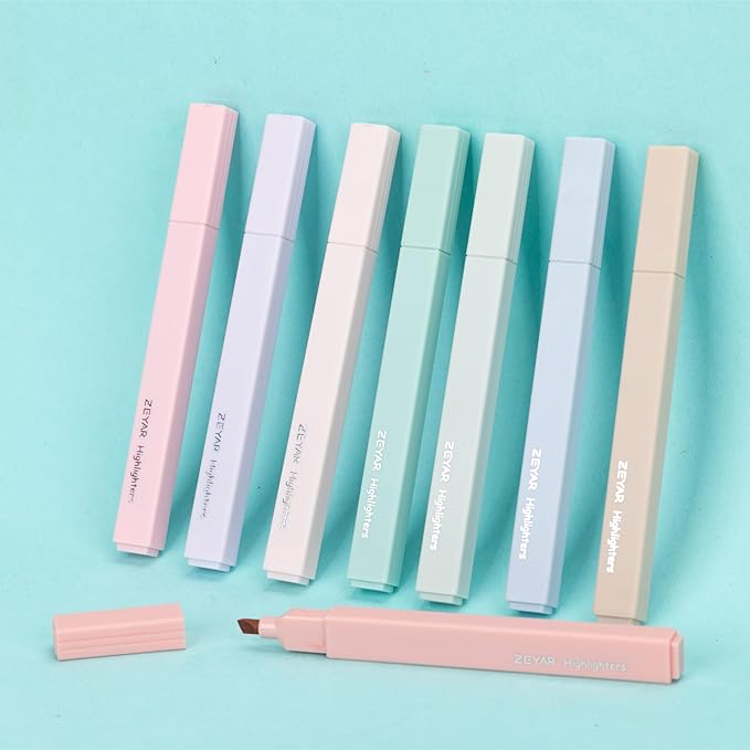 ZEYAR Aesthetic Cute Highlighter Pens, Cream colors, Chisel Tip, Water Based, Quick Dry, No Bleed for bible, four seasons color series (8 Spring Colors)