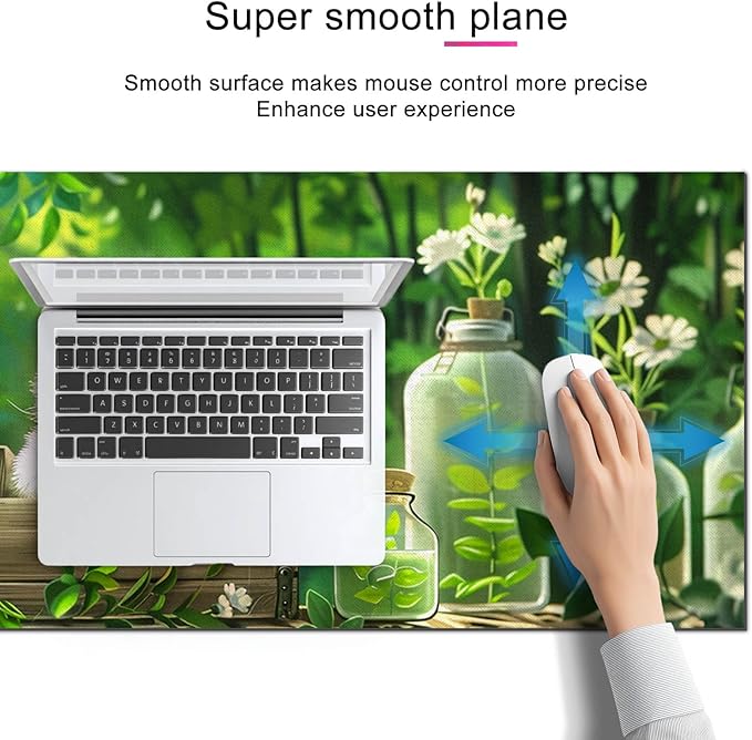 Cat XL Mouse Pad 31.5 x 11.8 Inch Gaming Mousepad Diatomite Large Keyboard Mouse Pad for Home and Office Desk Accessories with White Cat Garden Scene