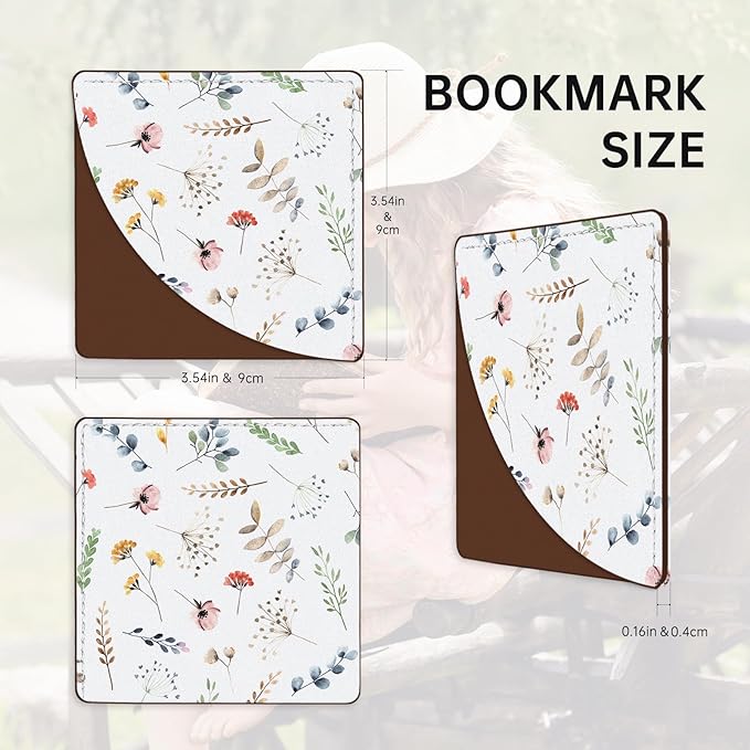2 Pack Retro Rainbow Leather Book Corner Bookmark, Durable Handmade Reading Accessories - Gifts for Readers, Women, Men, Teachers, Students