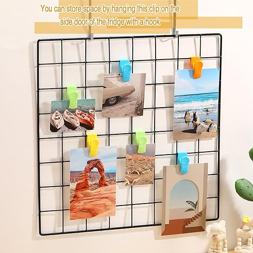 15 Pcs Gridwall Accessories Grid Wall Hooks Clips Hanging Display Sign Holder Panel Wall Wire Rack Clips for Retail, Home, and Workspace Organization, Displays, and Storage(Colorful)