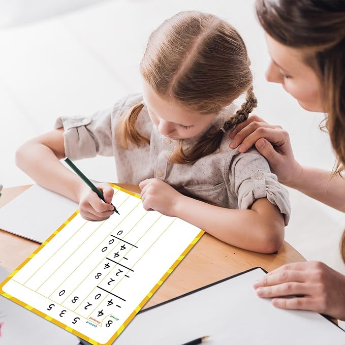 12 Pack Math Manipulatives Whiteboards 9x12inch Long Division Dry Erase Board Double Sided Multi-Digit Computation Math Learning Practice Lapboard Educational Tool for Classroom School Kid Student