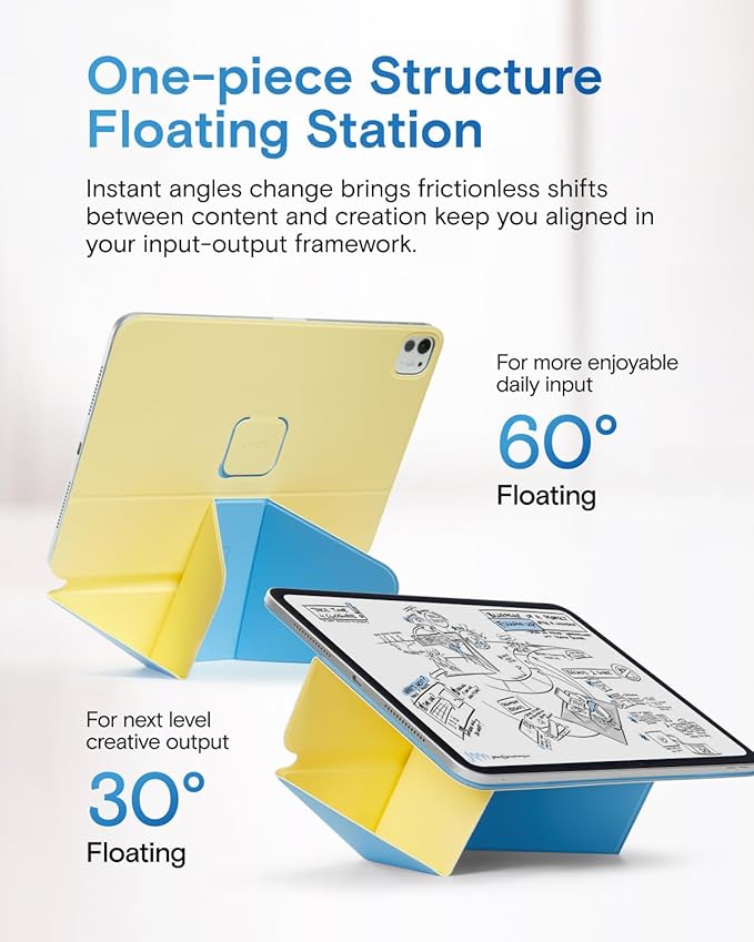 MOFT Dynamic Folio Tablet Stand for Desk Compatible with iPad Air 13-inch (M3 2025 / M2 2024), Slim Magnetic Tablet Holder Case with 20+ Viewing Angles, Panna Cotta x Faded Jeans