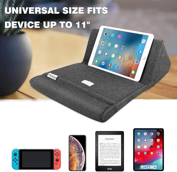 Moko Tablet Pillow Stand, Soft Bed Pillow Holder Xmas Gift for up to 11" Pad, Fits iPad 10.2"(9th Gen), New iPad mini 6 8.3" Air 4/3, iPad Pro 11/10.5/9.7, Mini 5 4, Galaxy Tab S6/S7 11", Space Gray
