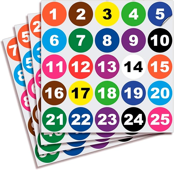 iSYFIX Multicolor Consecutive Number Sticker – 1.5 to 100, 1-inch, 1 Set – Vinyl Self Adhesive Premium Decal, Ideal for Inventory, Storage, Organizing, Boxes, Toolbox, Lockers & More, Indoor/Outdoor