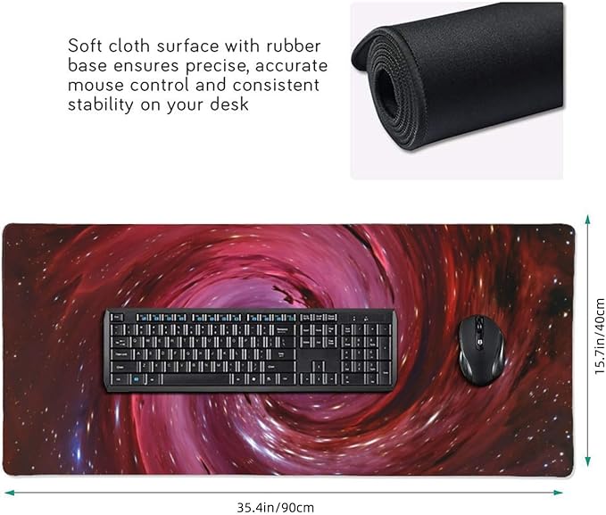 Outer Space Galaxy Mouse Pads XXL Extended Mousepad with Stitched Edges Nebula Astronomy Theme Non-Slip Rubber Base Computer Keyboard Pad Desk Mat for Home Office Desk Decor, 35.4" X 15.7"