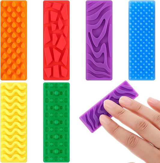 Ireer 6 Pcs Textured Sensory Stickers Silicone Desk Fidget Decals Thick Mental Health Stickers Strips Different Textured Calm Decals Stress Anxiety Relief Items for Adult Autism ADHD Desk Office Gift