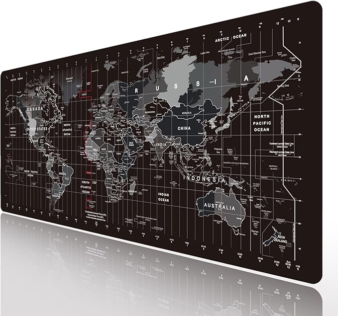 World Map Large Gaming Mouse Pad Extended XXL(900x400X3MM) Mouse Mat Long Desk Pad with Stitched Edges for Keyboard Home Office Gaming Work Big Desk Pad