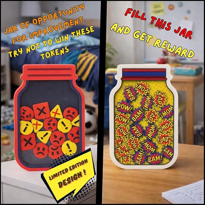 Reward Jar for Kids – Habit Tracker & Positive Behavior System with Reusable Tokens – Visual Chore & Motivation Tool (Opportunity)