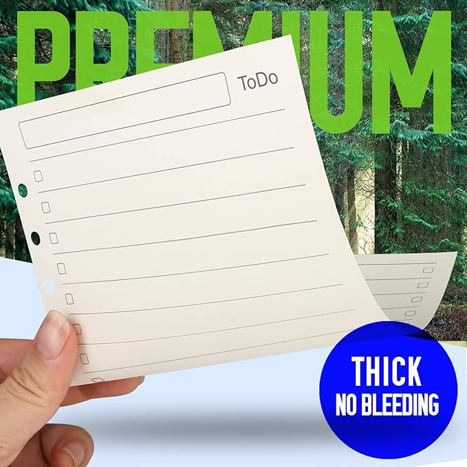 LEOBRO To Do List A5 Refill Paper, A5 Daily Planner Binder Insert Paper, with Page Marker, Paper Sheets for Stationery, 90 Sheets/180 Pages