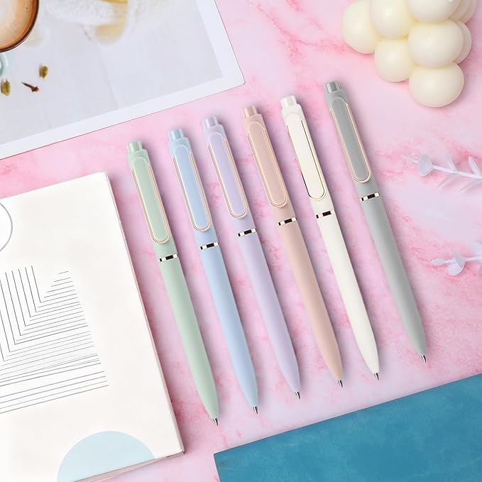 Gel Pens, 6 Pack 0.5mm Fine Point Black Ink Smooth Writing Pens for Journaling, Nurse Aesthetic Cute Office School Supplies, Gifts for Women and Men.