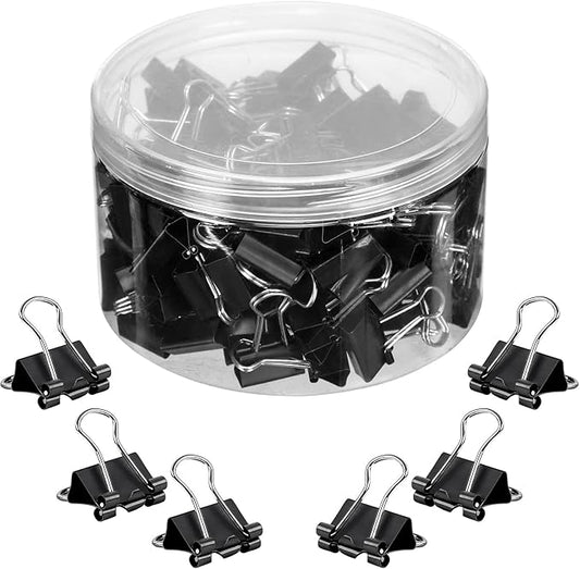 JANYUN Small Binder Clips, 150Pcs 19mm/0.75 Inch Small Paper Clamps Metal Clips for Office School Home Supplies (Black)