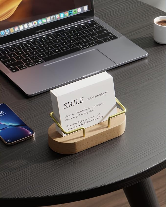 Wood Business Card Holder Desk, Creative wooden business card display stand, Office Essentials, Minimalist Office Decor (Walnut 2pack)