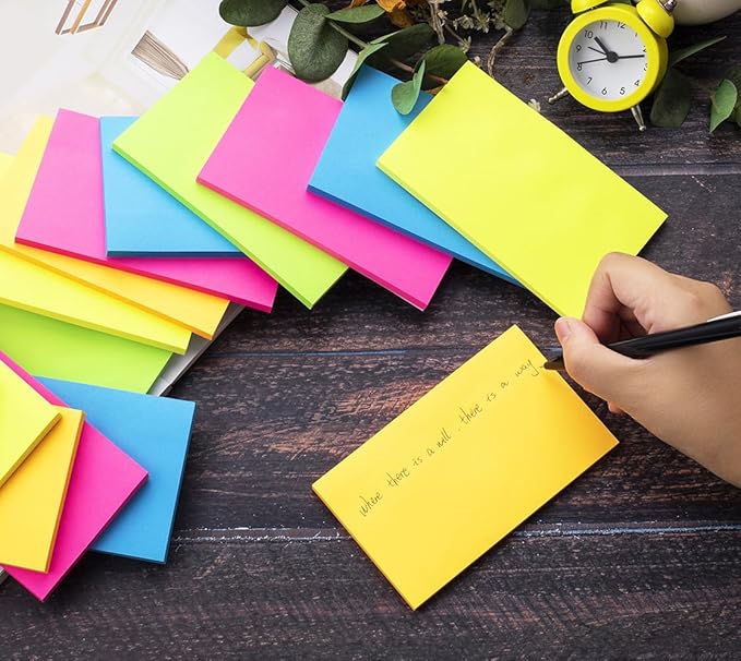 (45 Pads) Sticky Notes 3x5 in,Bright Notepads,Colorful Stickies,Super Sticking Power Memo Note Pads,Strong Adhesive,Post on Windows Doors,Office School,Recyclable,Easy to Write on,Hold Well