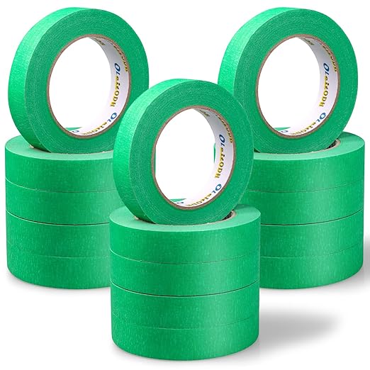 15 Rolls Green Painters Tape Bulk 1 inch x 825 Yards, Painters Masking Tape No Residue Wall Painting Tape Artist Tape Trim Edge Finishing Tape for Wall Painting Decoration DIY Supplies