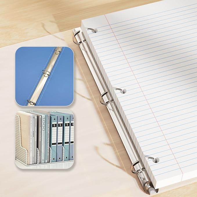 White Loose Leaf Paper 130 Sheets Filler Paper 8 * 10.5 College Ruled 3-Hole Punched for 3-Ring Binders Notebook Lined 8" x 10.5"