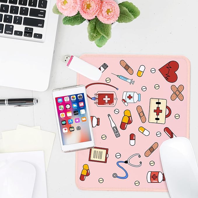 Nurse Square Mouse Pad,Non-Slip Rubber Base Mouse Pad,Home Office Decoration Desktop Accessory,Laptop Mouse Pad for Office Laptops,9.4x7.8x0.12inch.