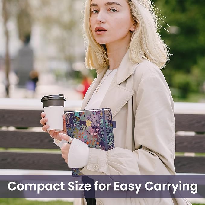 Lined Journal Notebook for Women & Men, Hardcover Leather Journal for writing, A5 College Ruled Notebook for Work & Note Taking, Perfect for Office School Home Supplies, 160 Pages, Lavendar Floral