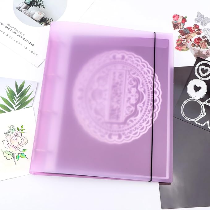 A4 4-Holes Round Ring View Binders Plastic Cover, Refillable Notebook Journal Binder File Folder, Loose Leaf Sheet Protector/DIY Scrapbooking/Binder Cover Protector (Purple)