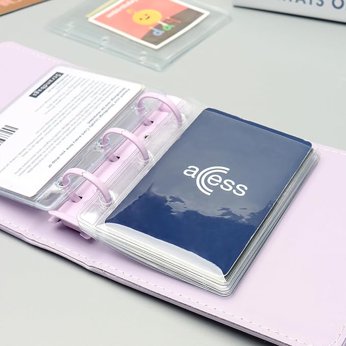 NatSumeBasics 12 Mini Binder Pockets Clear Card Holder A9 Binder Inserts PVC Cash Budget Envelopes for 3 Ring Binder Sheet Protectors Organize Photos Cards Bills (Mini, Clear)