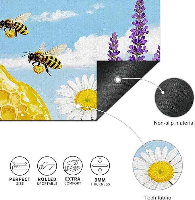 Bees XL Mouse Pad 31.5 x 11.8 Inch Gaming Mousepad Diatomite Large Keyboard Mouse Pad for Home and Office Desk Accessories with Bright Honeycomb Scene Bees Artwork Smooth Control Surface