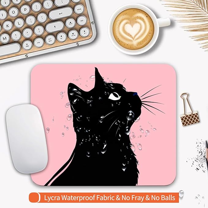 Square Mouse Pad Cat,Personalized Premium-Textured Custom Mouse Mat Design,Washable Mousepad Lycra Cloth,Non-Slip Rubber Base Computer Mouse Pads for Wireless Mouse