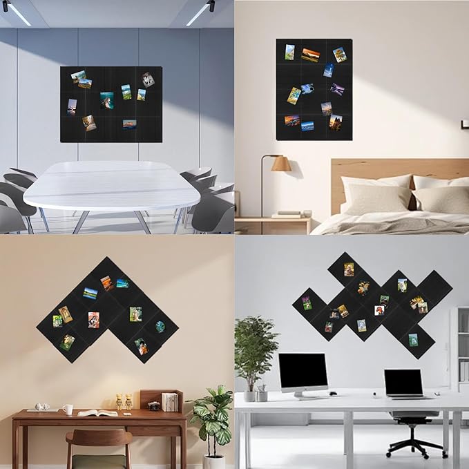 Large Cork Board Alternative,Felt Bulletin Board Tiles with 35 Pushpins,Black Bulletin Board, 12 Pack 12"X12"X0.4" Felt Cork Board Tiles with Self Adhesive for Office Pin Board, Home & Classroom