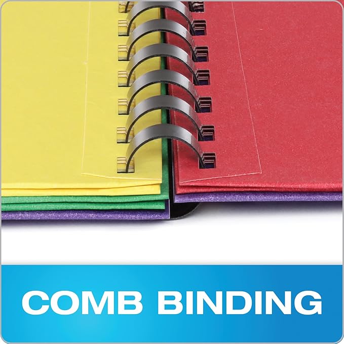 Oxford 8 Pocket Organizer, Letter Size Folder with Plastic Comb Binding, Great for School Subjects, Assorted Colors (Red, Green, Yellow, Purple), For 8-1/2 x 11 Inch Papers, 200 Sheet Capacity (99656)
