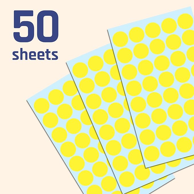 2000 Pack, 3/4" Round Dot Stickers Circle Labels - Yellow