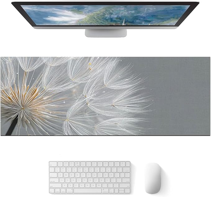 Large Mouse Pad Gaming Mousepad 31.5 x 11.8 Inch Keyboard Desktop Mat Diatomite XL Mouse Pad for Home and Office Desk Accessories with Minimal Dandelion Seed Close-Up Artwork Diatomite