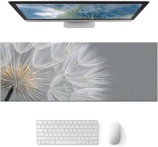 Large Mouse Pad Gaming Mousepad 31.5 x 11.8 Inch Keyboard Desktop Mat Diatomite XL Mouse Pad for Home and Office Desk Accessories with Minimal Dandelion Seed Close-Up Artwork Diatomite