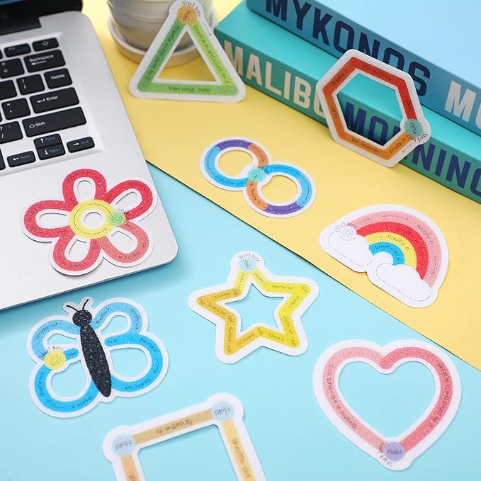 36 Pcs Sensory Strips Infinity Rainbow Anxiety Mindfulness Stickers Adults Stress Breathing Stickers Fidget Adhesives Rough Textured Tape for Classroom Desk Office Computer(Cute)