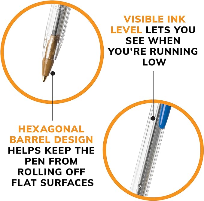 BIC Cristal Xtra Smooth Ballpoint Pen, Medium Point (1.0mm), Blue, 10-Count