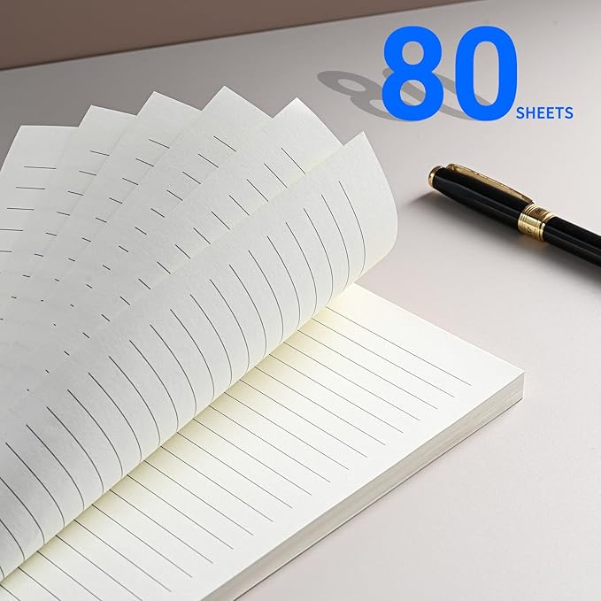 A5 Refillable Paper for 6-Ring Binders, Planner, Traveller Journal, Notebook, Dairy - 8mm Ruled Filler Paper Insert, 80 Sheets 160 Pages, Lined
