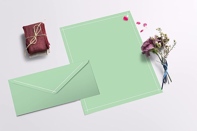 Better Office Products Assorted Solid Color Stationery Paper Set, 100 Piece Set (50 Sheets + 50 Matching Envelopes), Letter Size 8.5 x 11 inch, 4 Colors/Designs, Double Sided Printing Paper