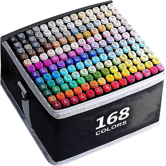 Alcohol Markers 168 Colors with Base Drawing Pen Dual Tip Art Markers for Sketch Anime Illustrations