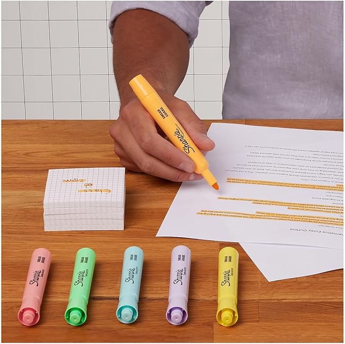 Sharpie® Tank-Style Highlighters, Chisel Tip, Mild Pastel Barrels, Mild Pastel Inks, Pack Of 6 Highlighters