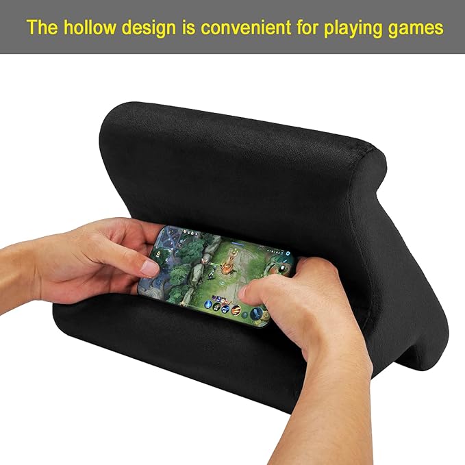 Tablet Pillow Stand - 3 Viewing Angles, Compatible with Tablets, Phones & iPad Pro 9.7, 10.5, 12.9 Air Mini 4, Kindle, E-Reader & Books (Black)