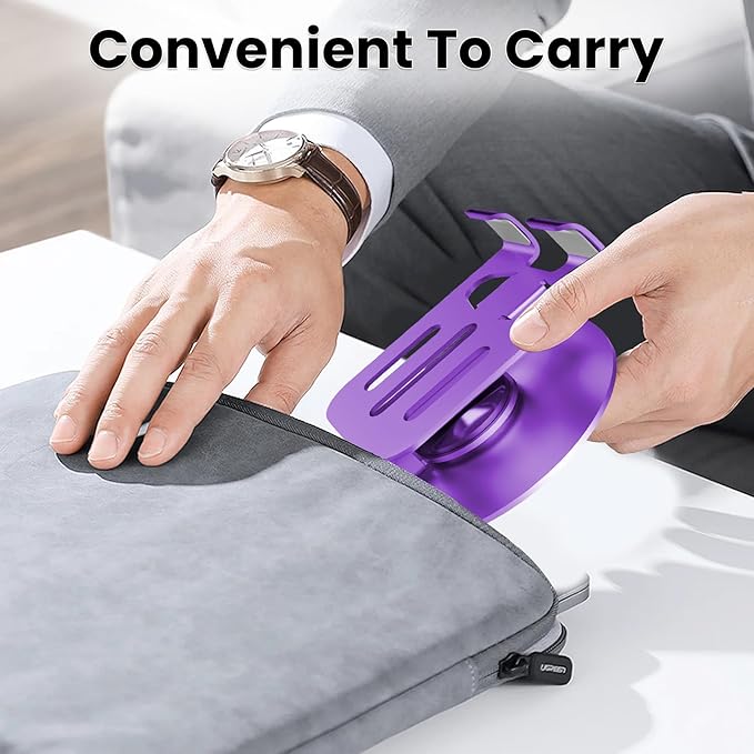 Universal Metal Cell Phone Stand, Multi-Angel Adjustable 360° Rotation Non-Slip Metal Phone Stand Compatible with iPhone 17 16 Pro Max and All Smartphones (Purple&Purple)