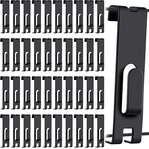 Chumia 50 Pieces Gridwall Hooks Hangers Notch Display Hooks Utility Gridwall Hanging Hooks Accessories for Picture Photo Frame Painting Artworks Panel Office Home Grid Panel (Black)