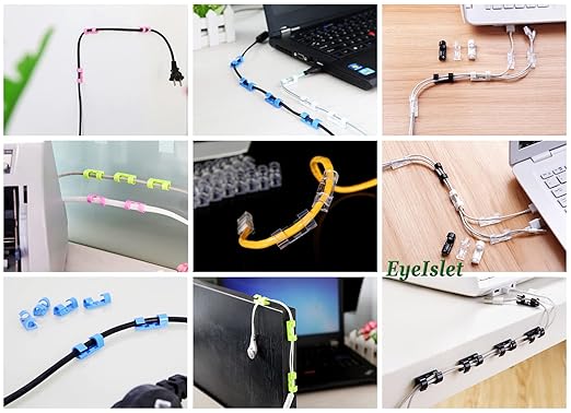 Self-Adhesive Cable Clips Organizer Drop Wire Holder Cord Management, Pack of 20 (White, 0.27 inch)